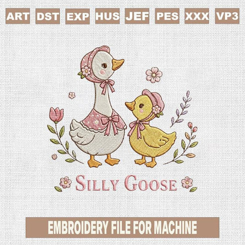 Silly Goose Embroidery Design Cute Duck Embroidery File