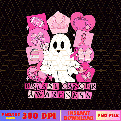 Spooky Breast Cancer Awareness Png Ghost Pink Ribbon Png