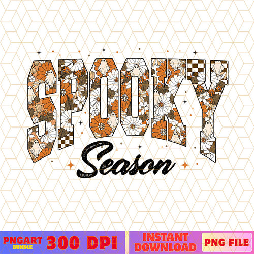 Spooky Season Fall pumpkin Halloween Png Vintage Floral Png