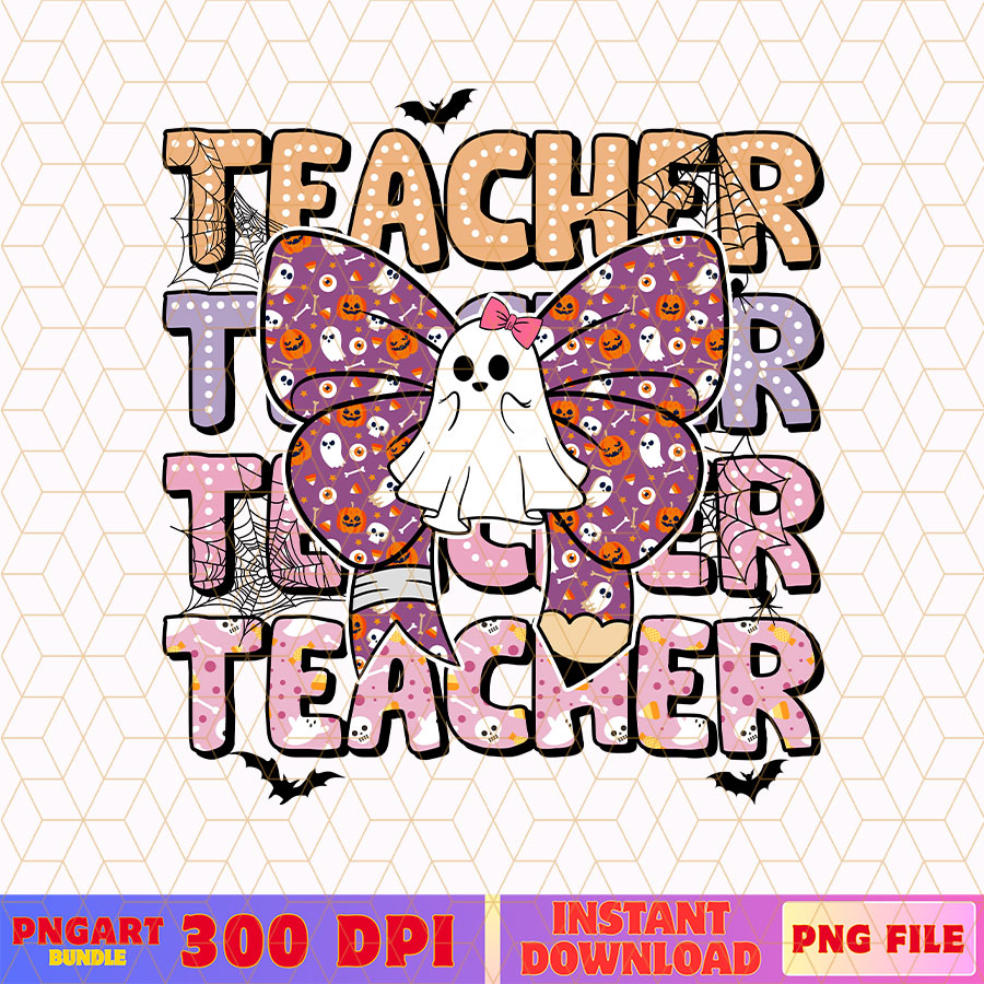 Spooky Teacher Ghost Bow Png Cute Teacher Halloween Png