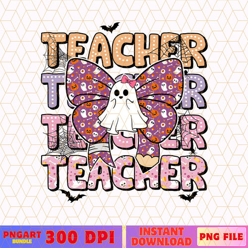 Spooky Teacher Ghost Bow Png Cute Teacher Halloween Png