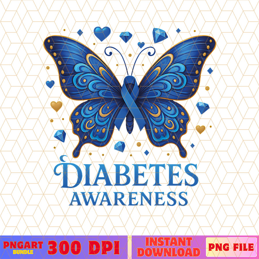T1D Butterfly Awareness Ribbon Png Diabetes Survivor Png