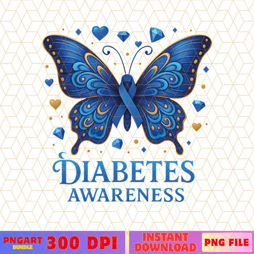 T1D Butterfly Awareness Ribbon Png Diabetes Survivor Png
