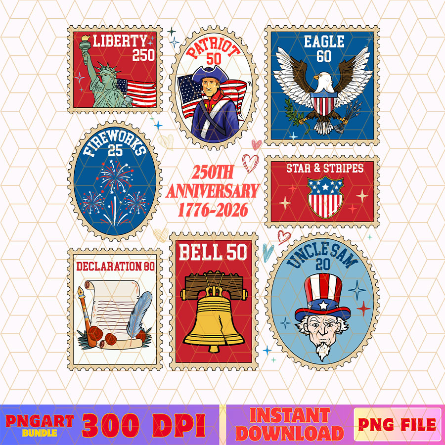 USA 250th Anniversary Stamp Style Png USA 1776-2026 Png