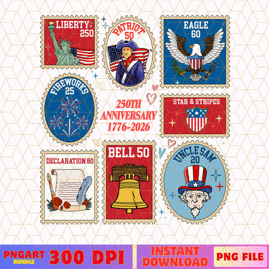 USA 250th Anniversary Stamp Style Png USA 1776-2026 Png