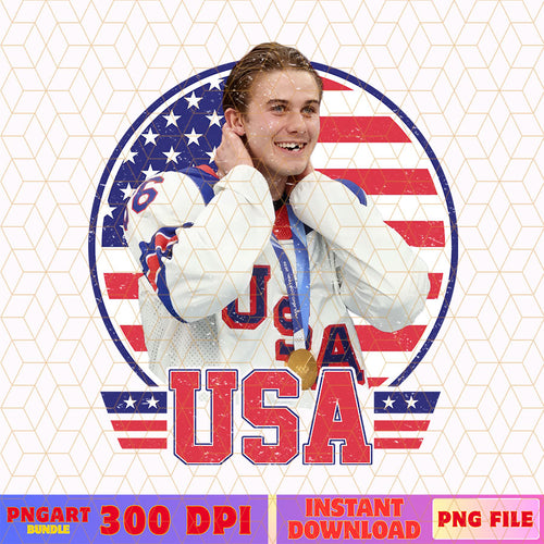 USA Gold Hockey Png Hughes 86 Style Hockey Fan Png