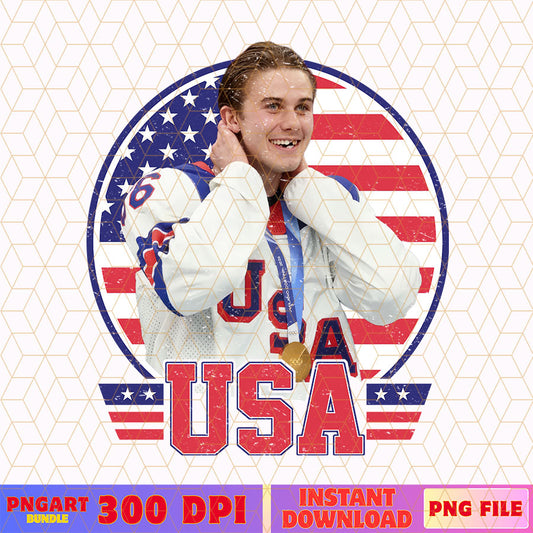 USA Gold Hockey Png Hughes 86 Style Hockey Fan Png