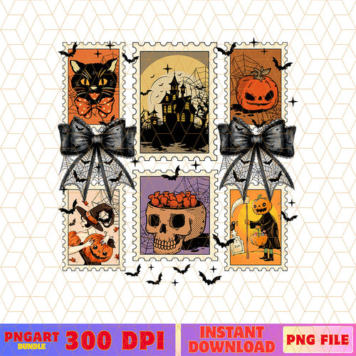 Vintage Halloween Stamp Collage Png Spooky Season Png